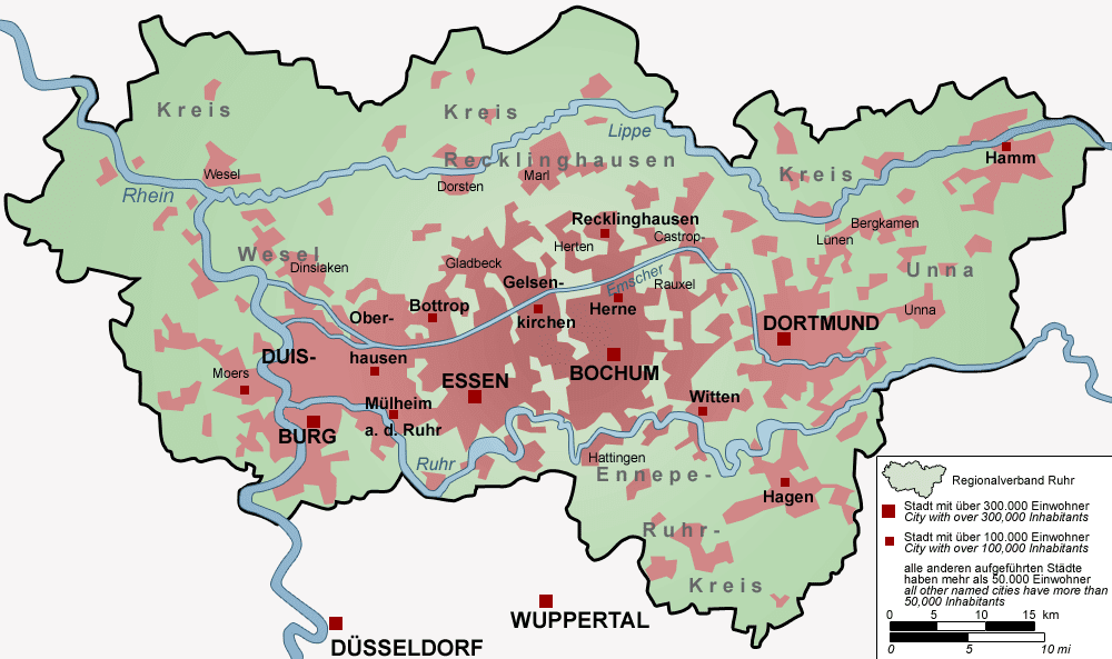 Het water van Kilian - kaart Ruhrgebied groot