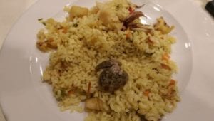Uit eten in Spanje - Bilbao - rijst met schelpen en inktvis