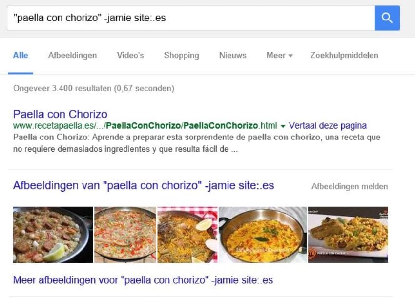 Googlen op "paella con chorizo"