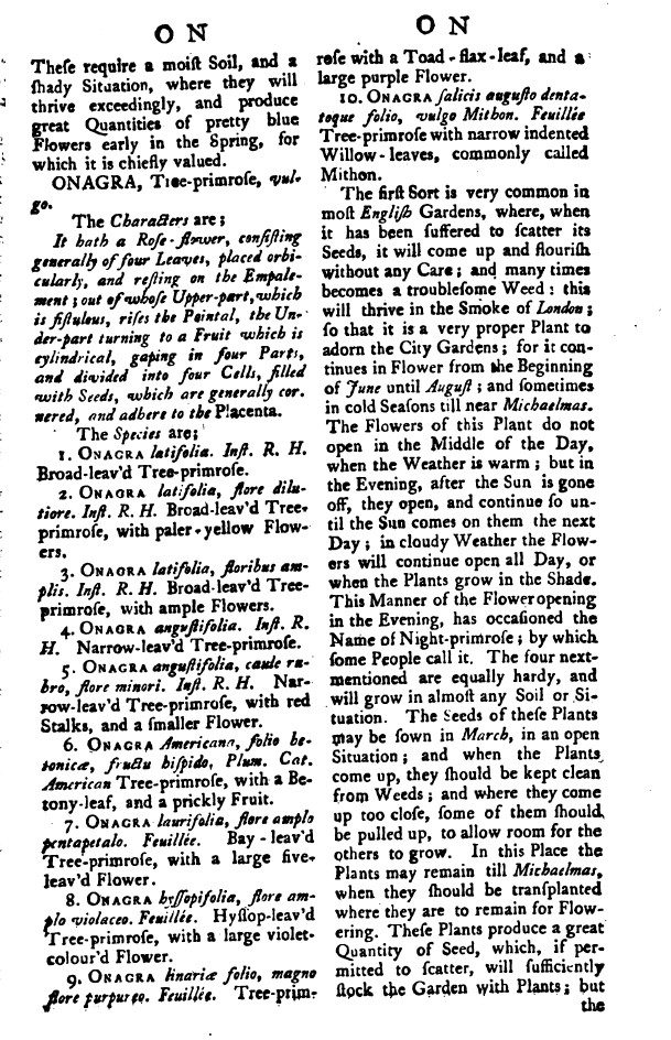 Teunisbloem Miller Gardener's Dictionary